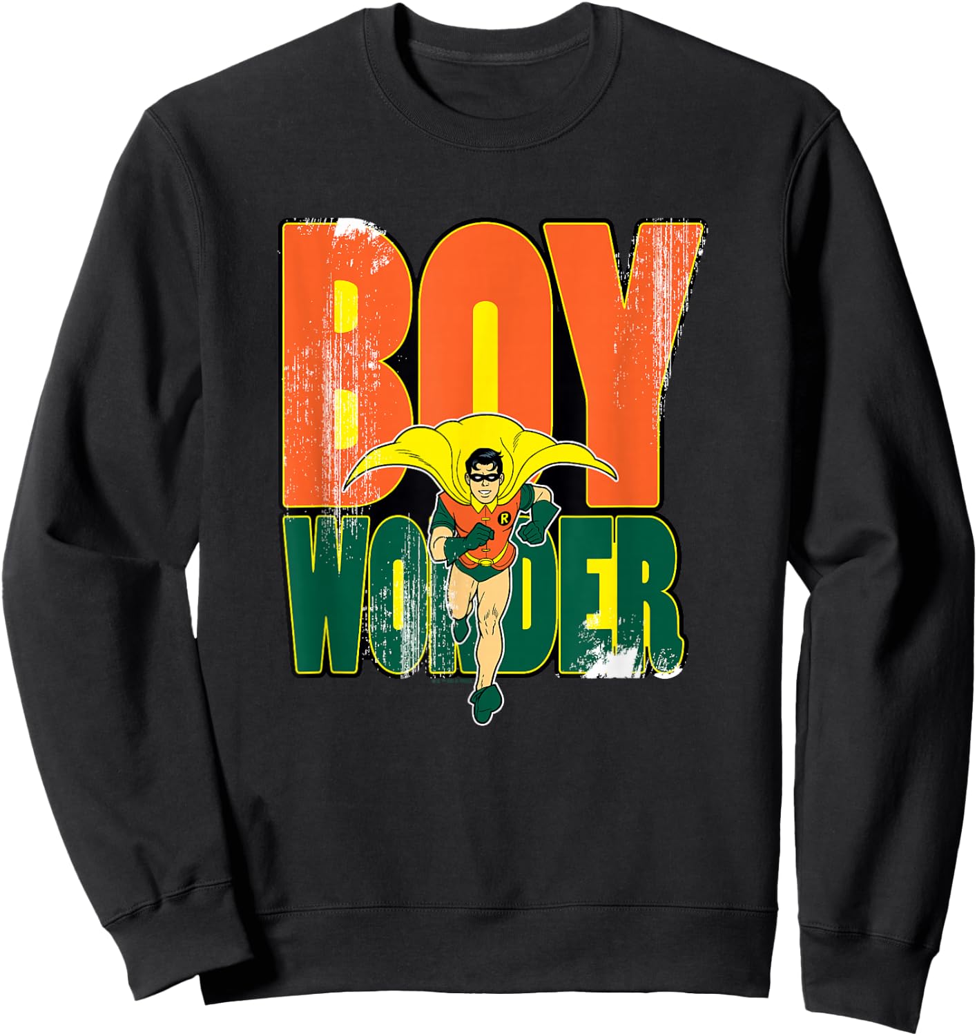 Batman Vintage Classic Boy Wonder Robin Distressed Superhero Sweatshirt - Sweatshirt | Black