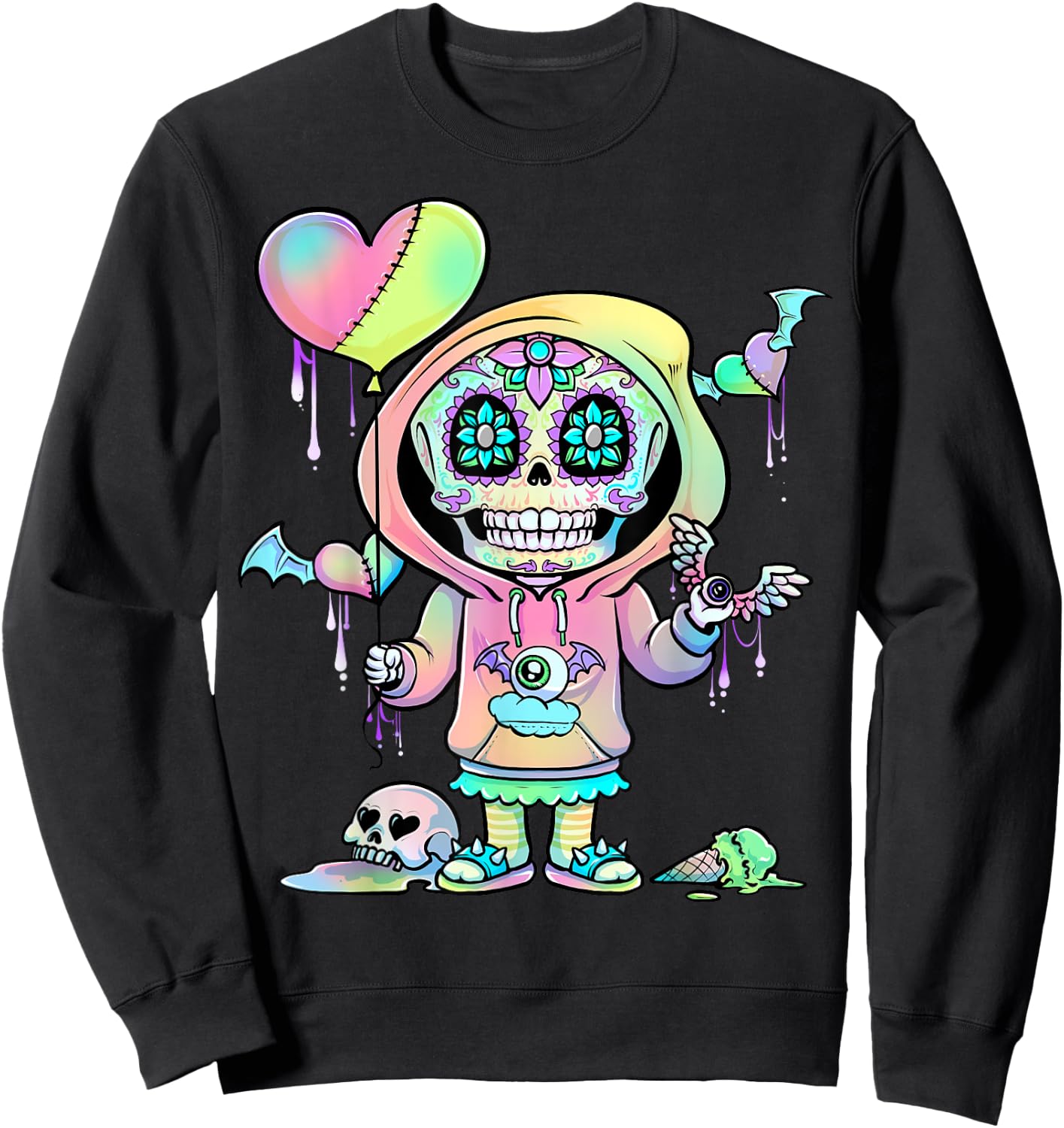 Pastel Goth Menhera Nu Goth Kawaii Sweatshirt - Sweatshirt | Black