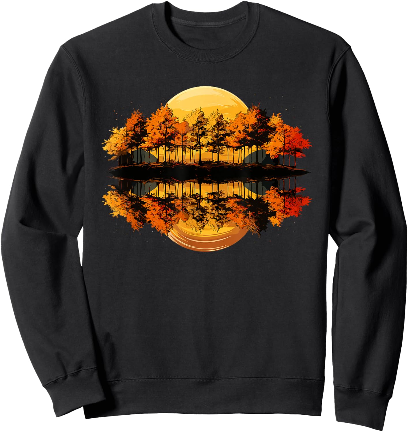 Nature Reflection Forest Trees Outdoor Wildlife Sweatshirt - Sweatshirt | Black