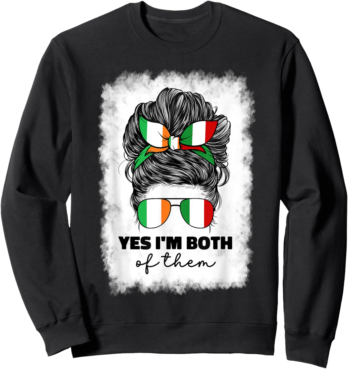 Half Italian And Irish Ireland Italy Flag Girl Mix Sweatshirt - Sweatshirt | Black