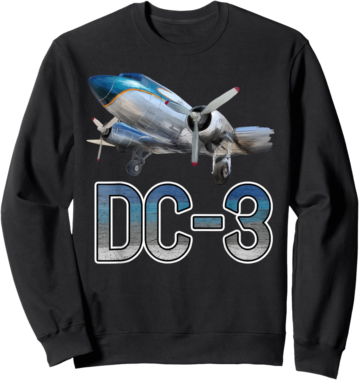 Vintage DC-3 Airplane Funny Aircraft Plane Lover Outfit Men Sweatshirt - Sweatshirt | Black