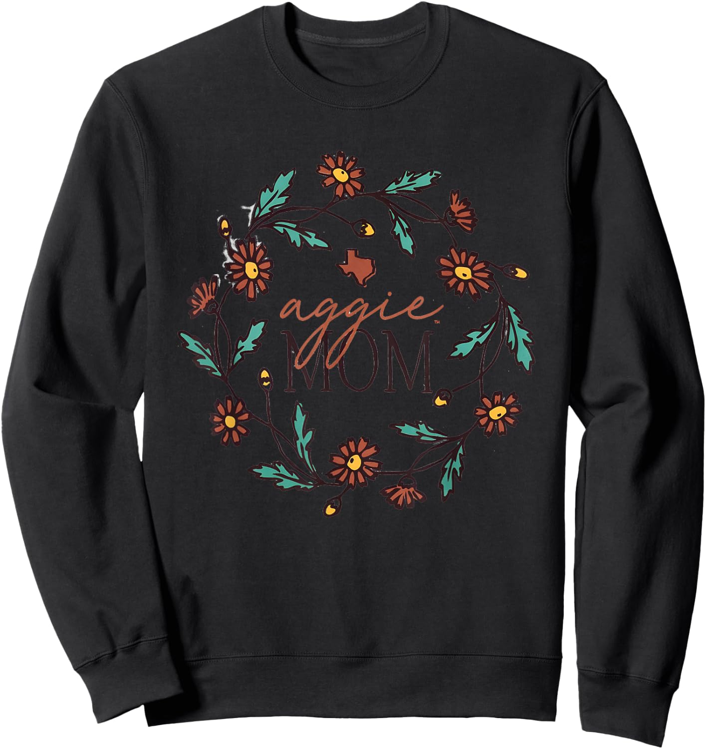 Aggie Mom Floral Circle Sweatshirt - Sweatshirt | Black
