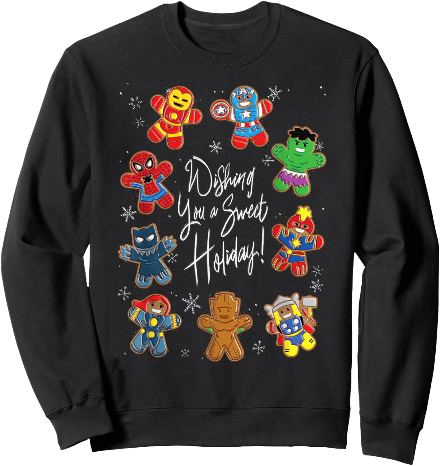 Marvel Avengers Christmas Gingerbread Wishing Sweet Holiday Sweatshirt - Sweatshirt | Black