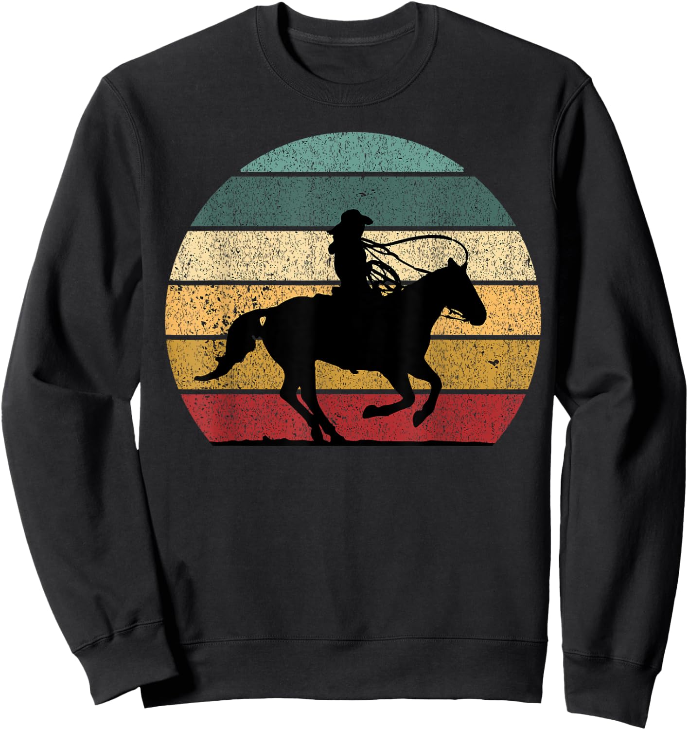 Girl Roping Horse Riding Cowgirl Vintage Texas Equestrian Sweatshirt - Sweatshirt | Black