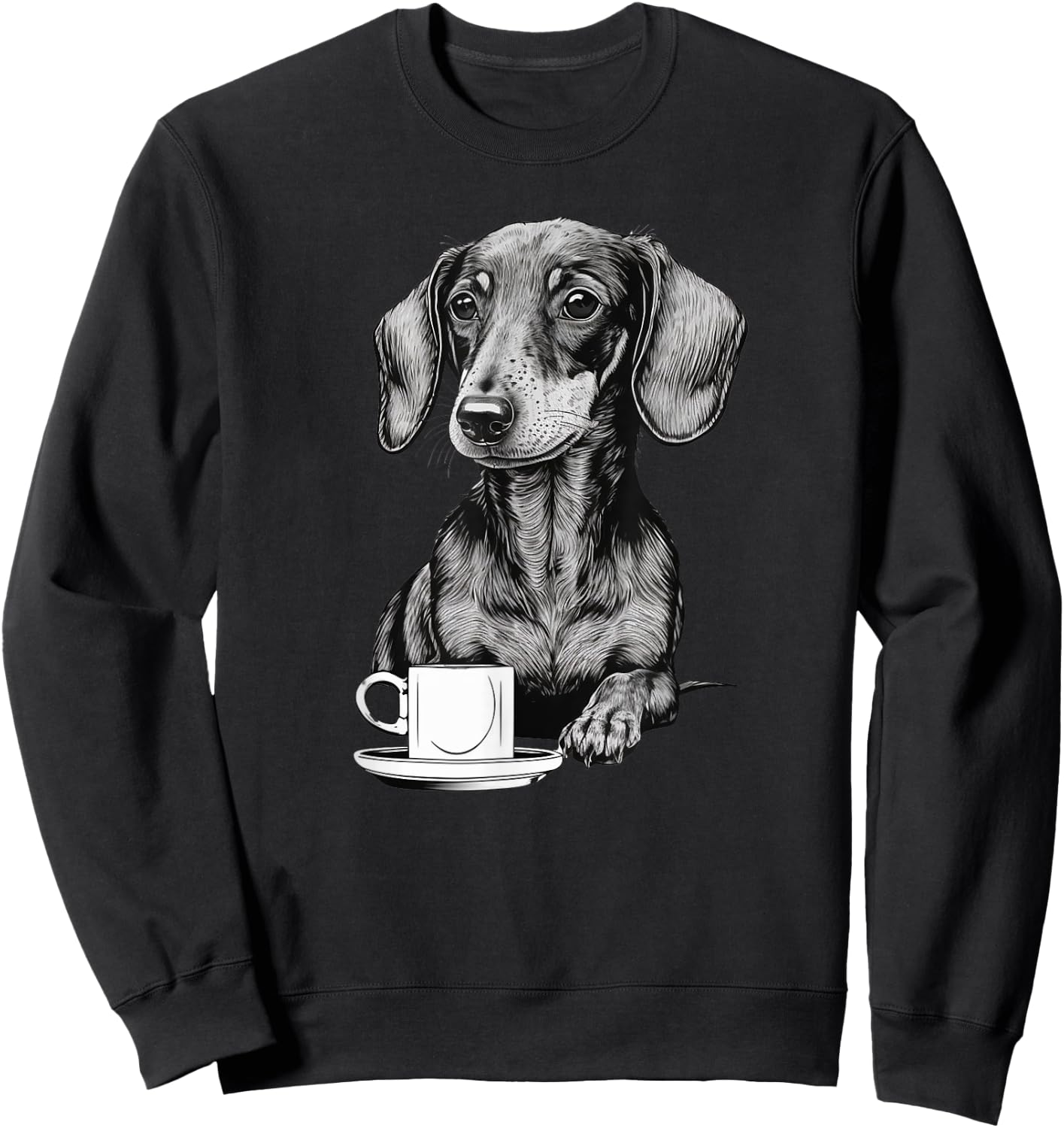 Dachshund Puppy Wiener with Coffee Sweatshirt - Sweatshirt | Black