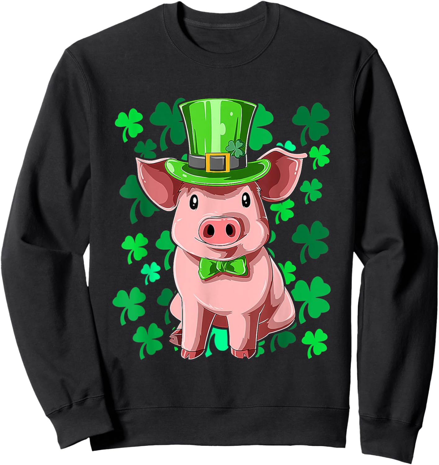 St Patrick's Day Pig Leprechaun Lucky Irish Pig Farmers Sweatshirt - Sweatshirt | Black