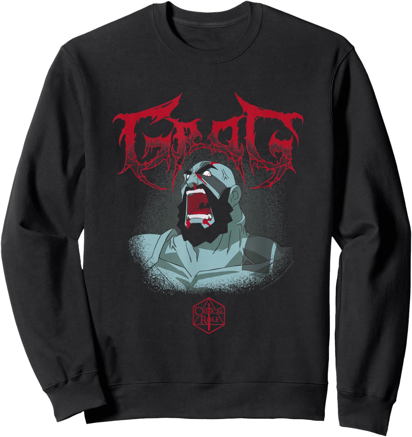 The Legend of Vox Machina Grog Extreme Metal Logo Sweatshirt - Sweatshirt | Black
