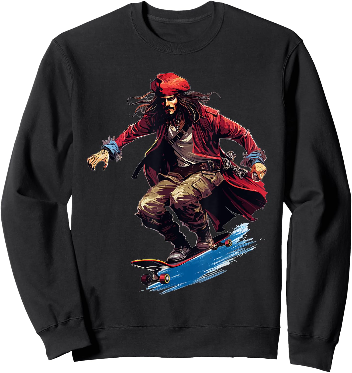 Pirate Skater - Skateboard Skateboarder Skateboarding Sweatshirt - Sweatshirt | Black