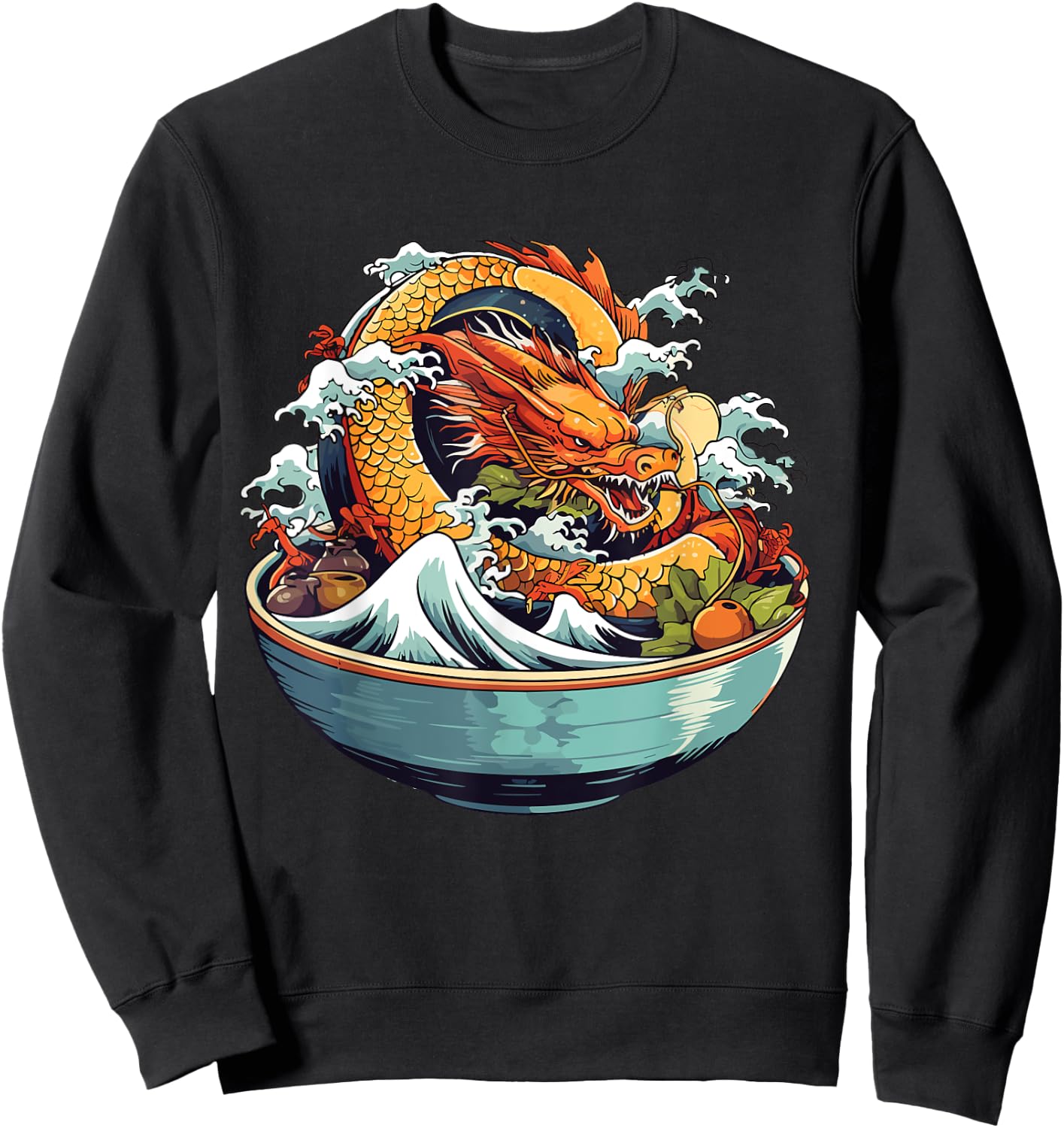 Sushi Dragon Japanese Food Kawaii Dragon Anime Sushi Sweatshirt - Sweatshirt | Black