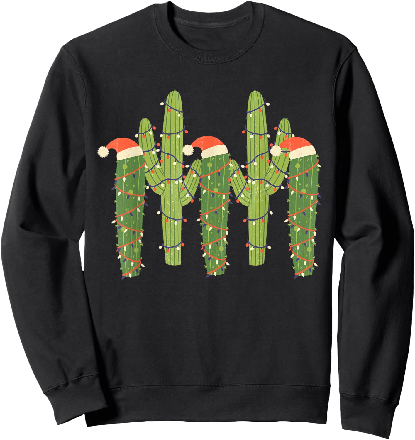 Christmas Cactus Desert Vintage Saguaro Cactus Plants Lover Sweatshirt - Sweatshirt | Black