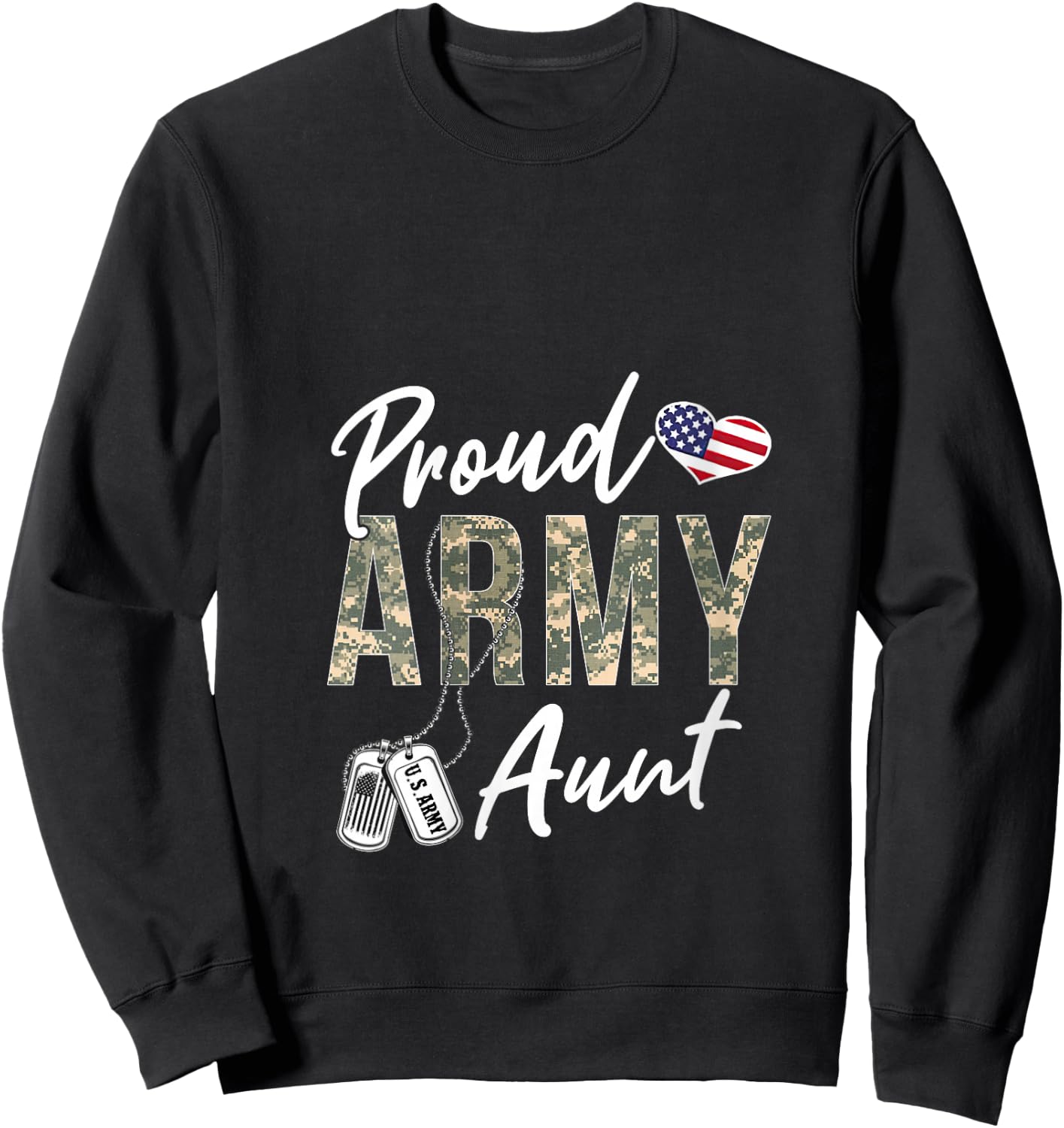 Proud Army Aunt Army Graduation Aunt US Army Aunt Gifts V-Neck Sweatshirt - Sweatshirt | Black