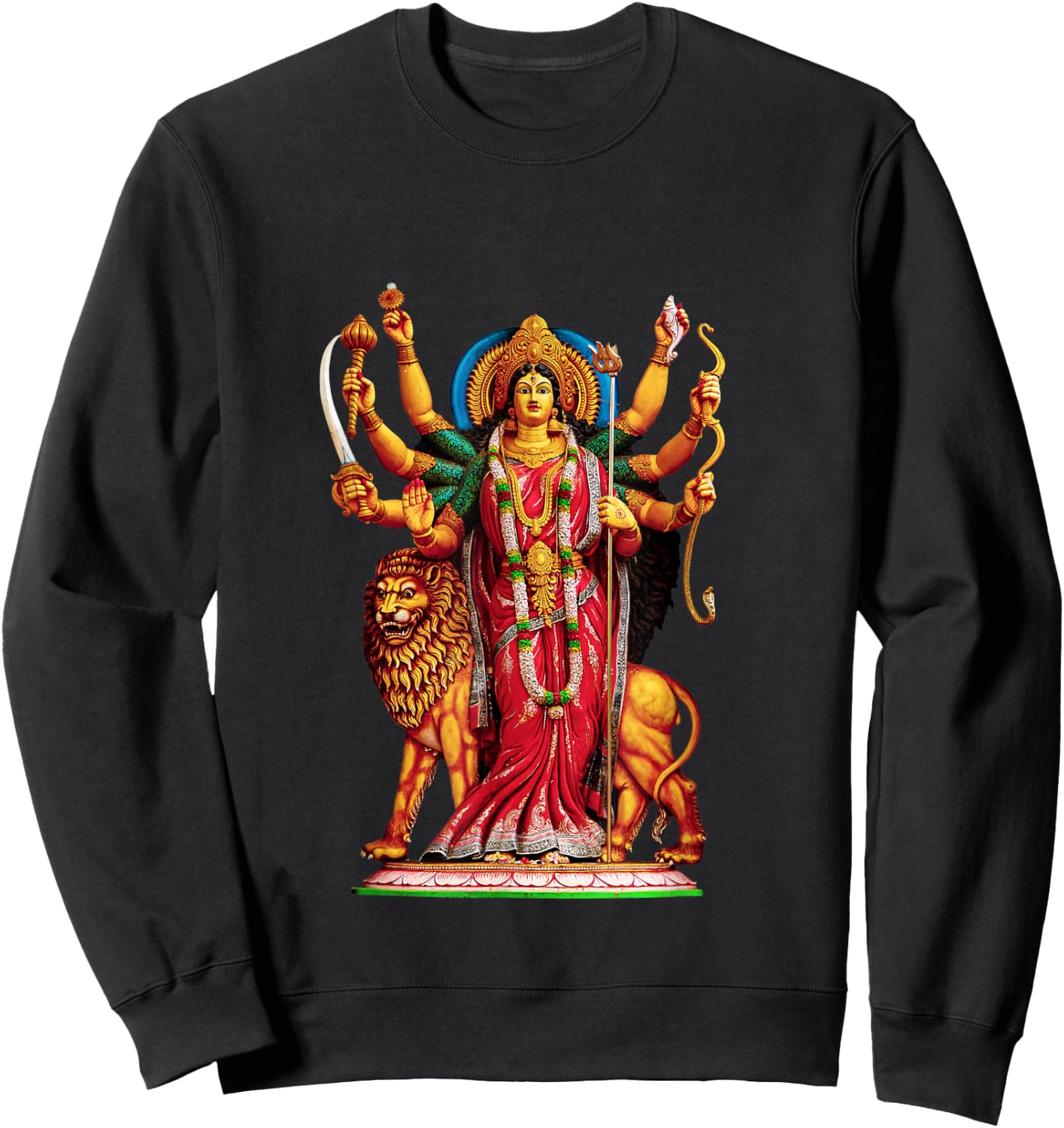 Clever Witty Durga Designs Women's Durga Hindu Religion Divine Glory Goddess Sweatshirt - Sweatshirt | Black