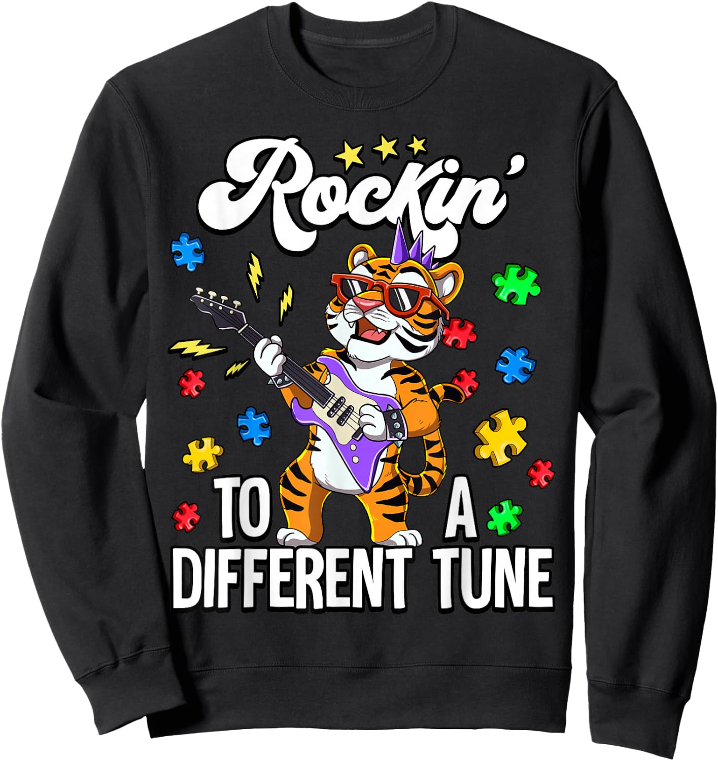 Autism Rockin To A Different Tune Sweatshirt - Sweatshirt | Black