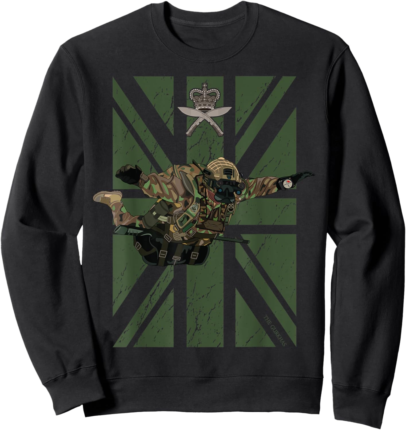 Gurkha Rifles British Special Force Military Paratrooper Sweatshirt - Sweatshirt | Black