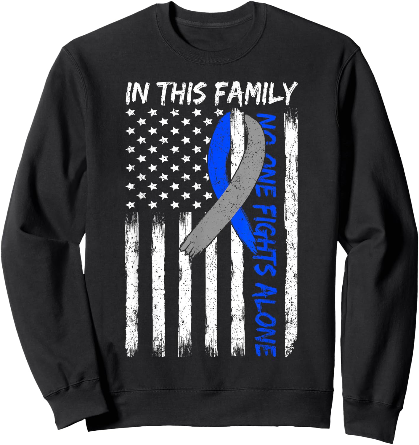 In This Family No One Fights Diabetes Alone USA Flag Outfit Sweatshirt - Sweatshirt | Black