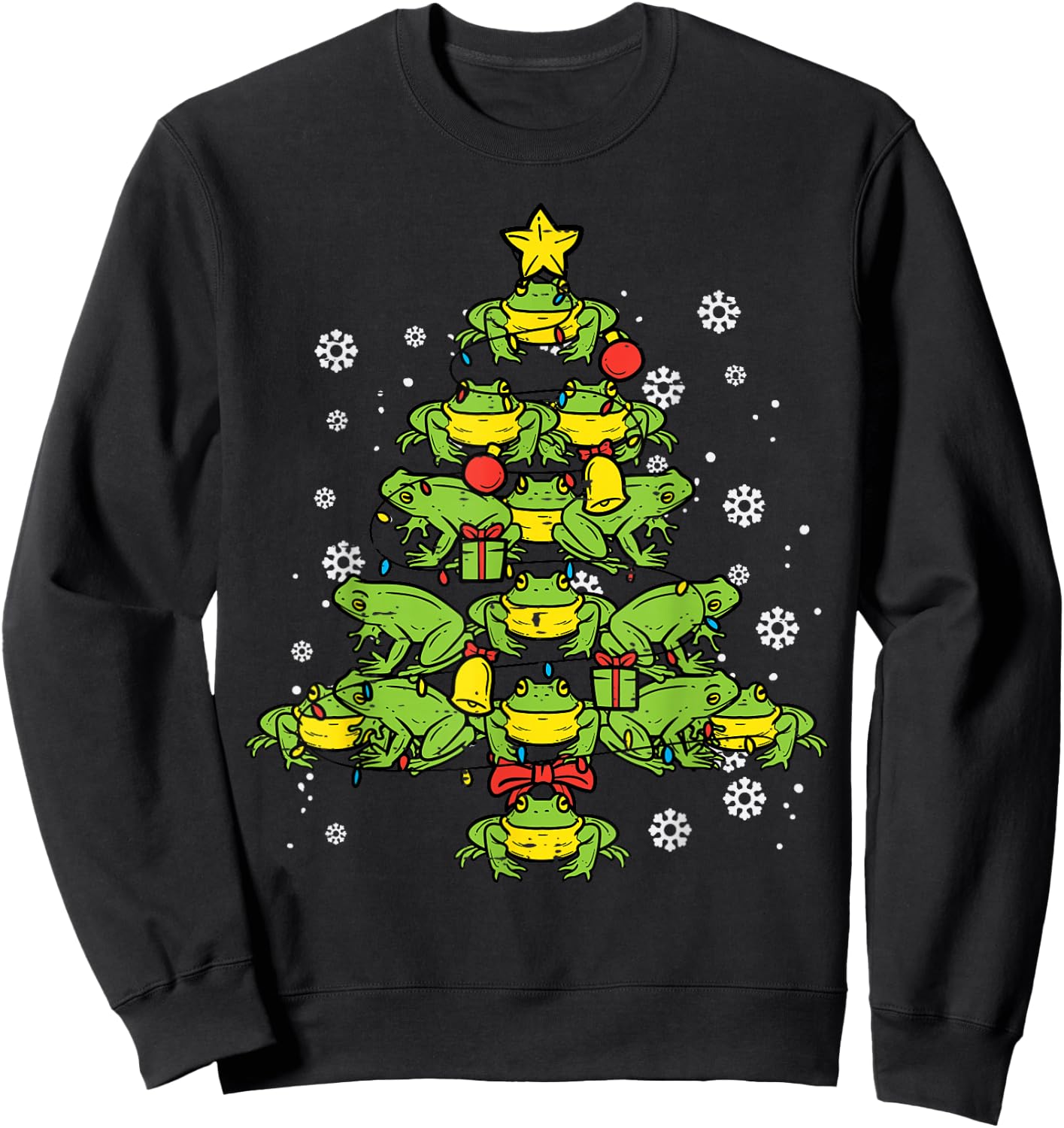 Frogs Christmas Tree Animal Xmas Women Men Kids Sweatshirt - Sweatshirt | Black
