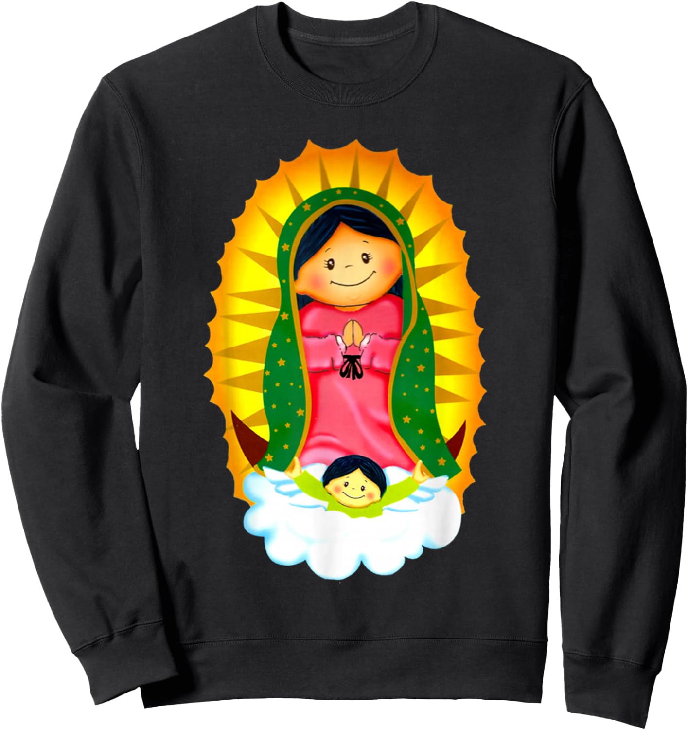 Virgen de Guadalupe Our Lady of Guadalupe Catholic Mary Sweatshirt - Sweatshirt | Black