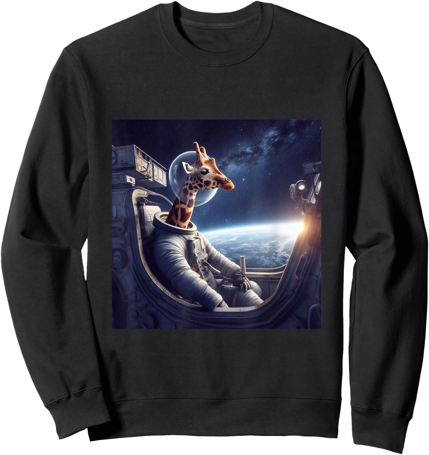 Spaced Giraffe Sweatshirt - Sweatshirt | Black