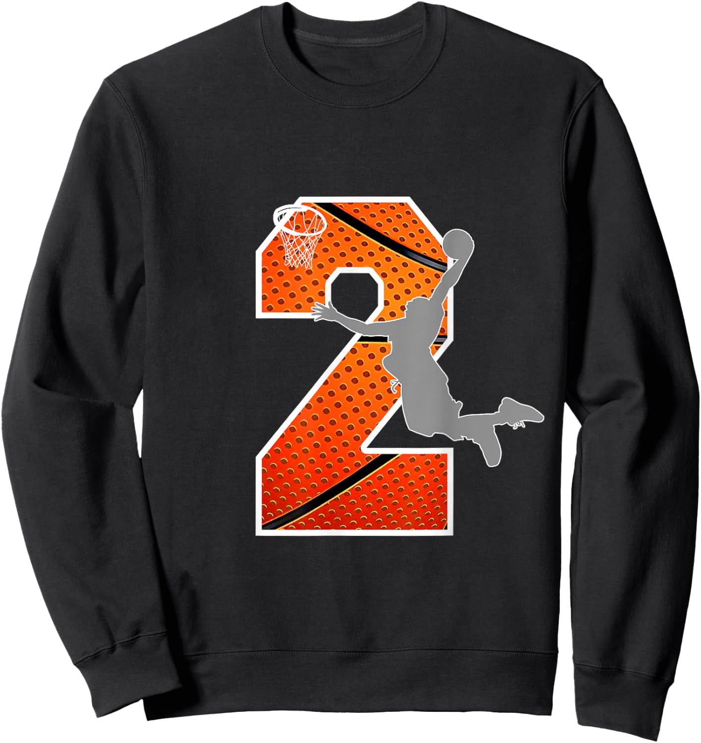 Kids 2 Years Old 2nd Basketball Birthday Party Boys Girls Sweatshirt - Sweatshirt | Black