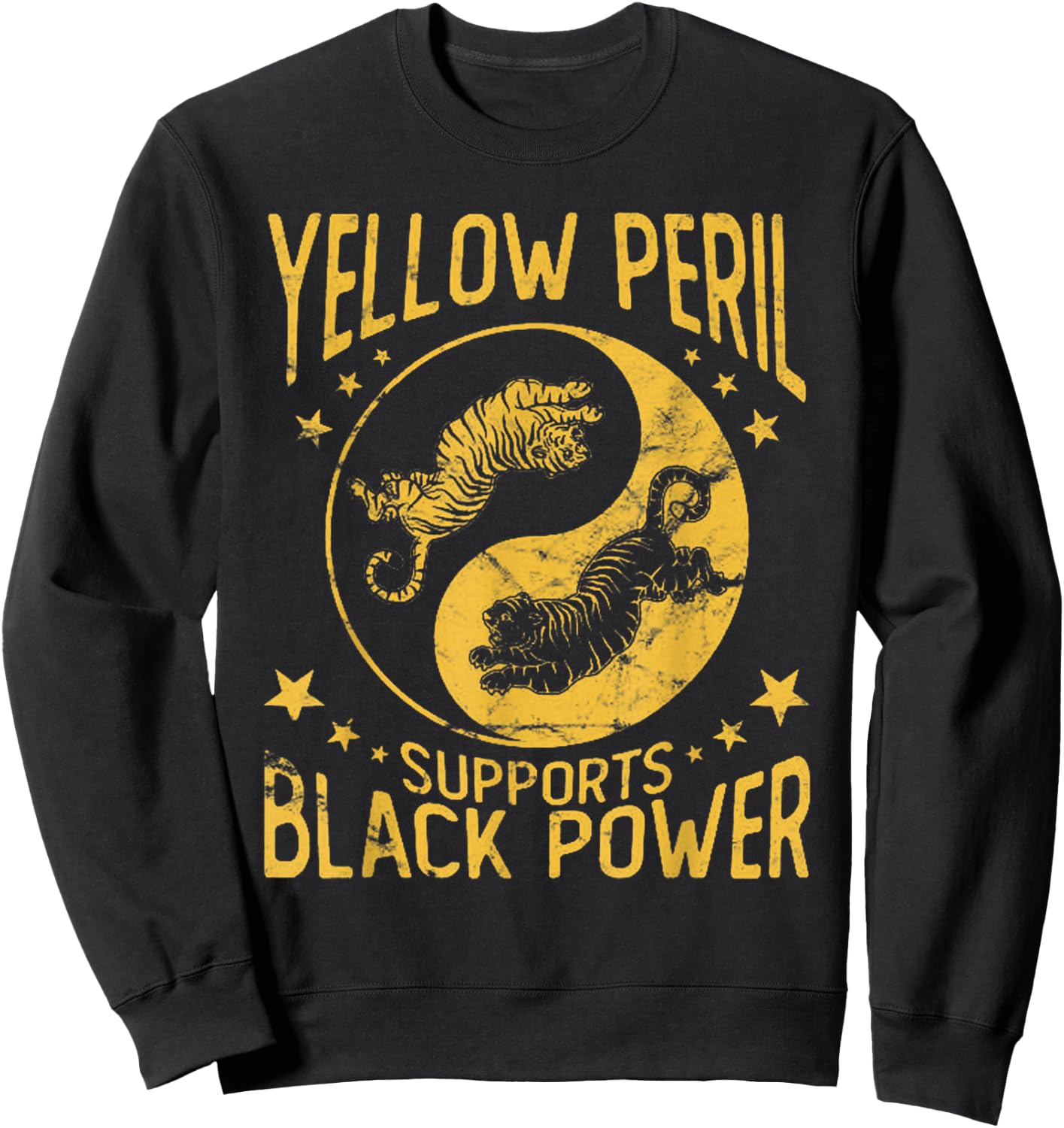 Vintage Yellow Peril Supports Black Power, Tiger Sweatshirt - Sweatshirt | Black