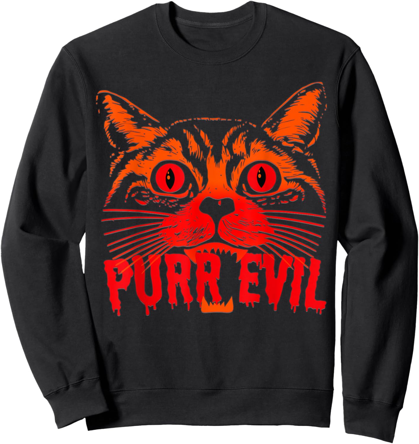 Purr Evil Satanic Cat Spooky design for Halloween Men Women Sweatshirt - Sweatshirt | Black
