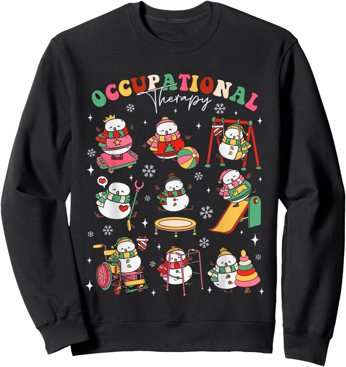 Retro Occupational Therapy Christmas Snowman OT OTA Women Sweatshirt - Sweatshirt | Black