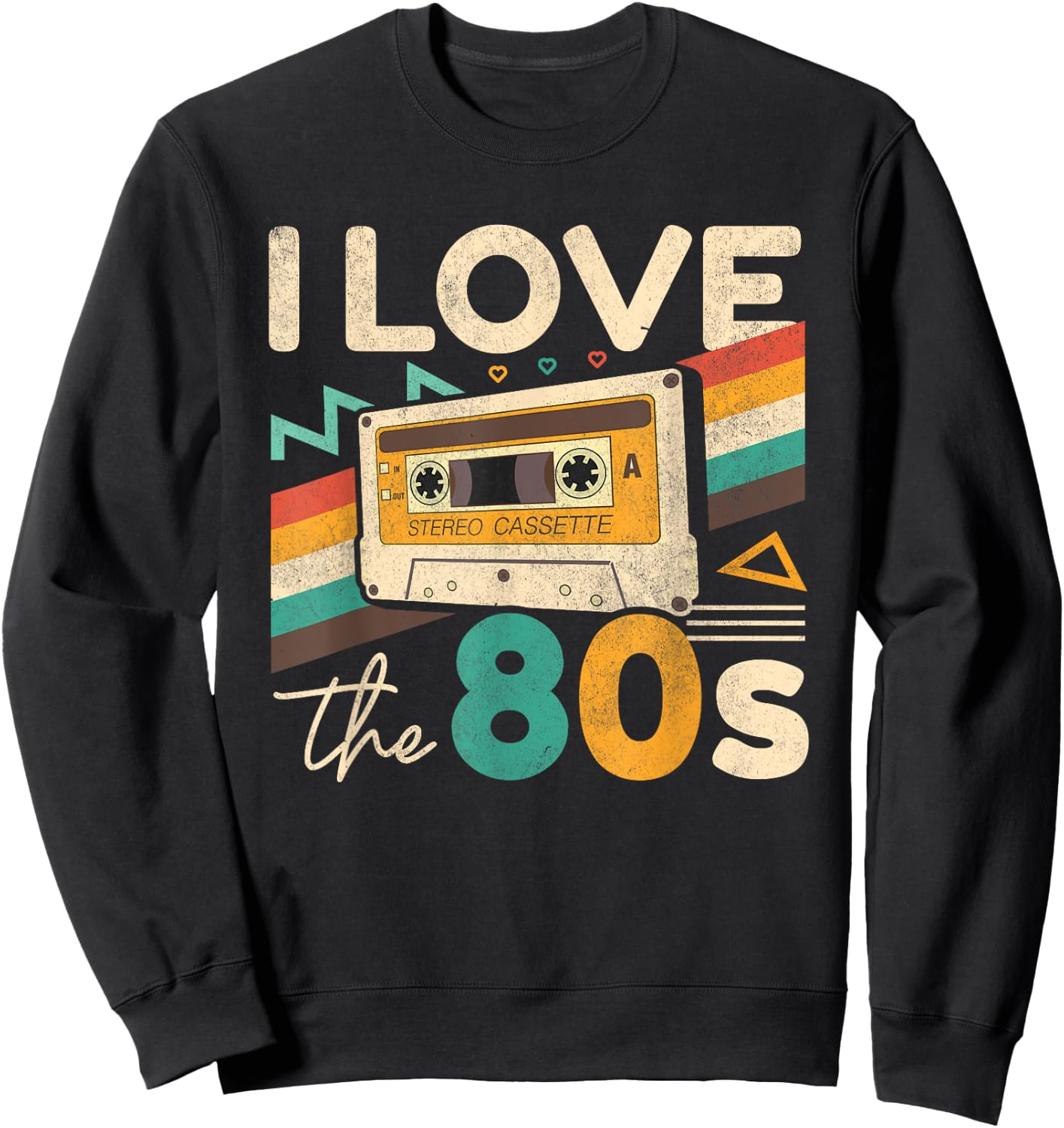 Vintage 80s Women Men I Love The 80's Cassette Party Retro Sweatshirt - Sweatshirt | Black
