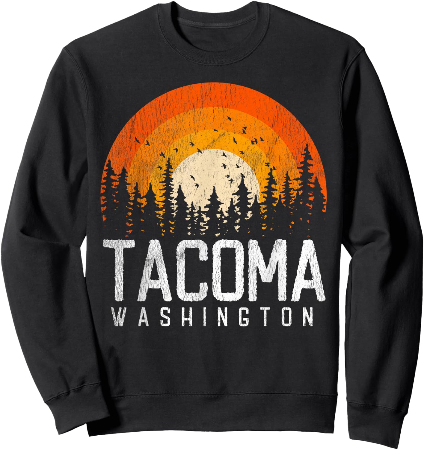 Tacoma Washington WA Shirt Retro Vintage 70s 80s 90s Gift Sweatshirt - Sweatshirt | Black