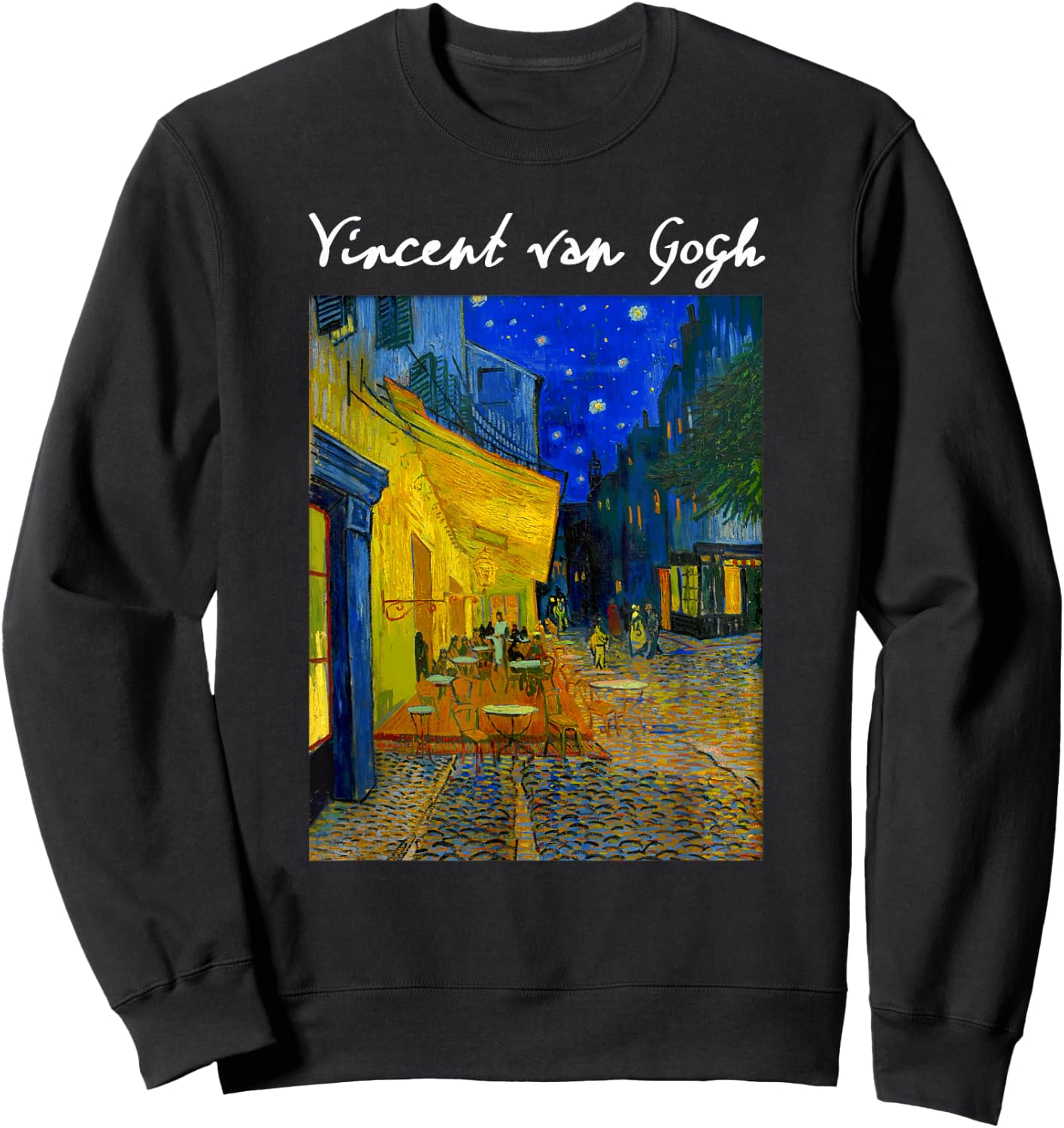 Famous Artist Cafe Terrace at Night Van Gogh Art Painting Sweatshirt - Sweatshirt | Black