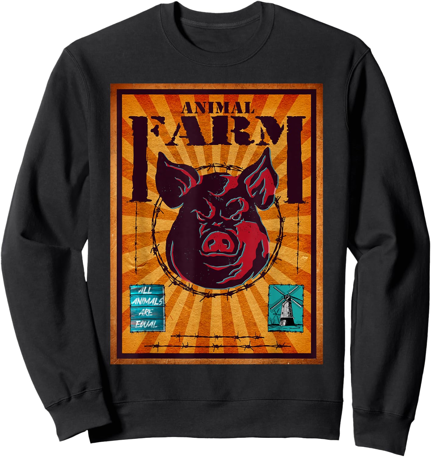 Animal Farm All Animals Are Equal Vintage Sweatshirt - Sweatshirt | Black