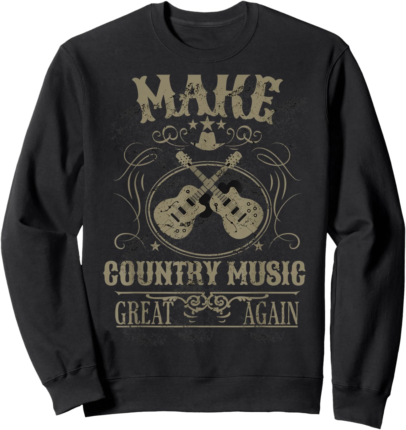Make Country Music Great Again USA Vintage Sweatshirt - Sweatshirt | Black