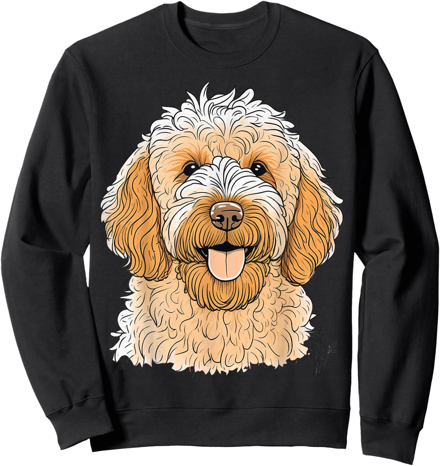 Cute Goldendoodle Dog on Golden Doodle Lover Men Women Kids Sweatshirt - Sweatshirt | Black