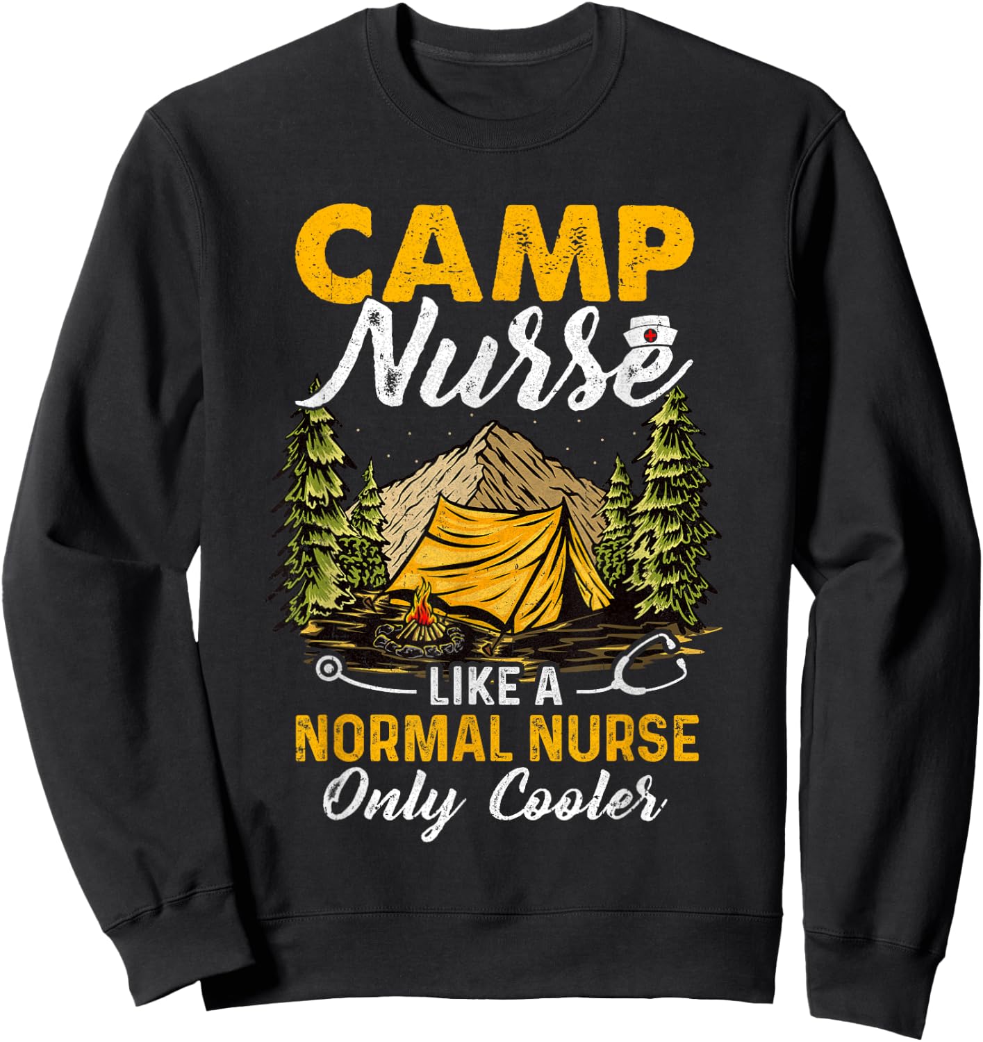 Funny Camp Nurses For Summer Camping Nursing Sweatshirt - Sweatshirt | Black