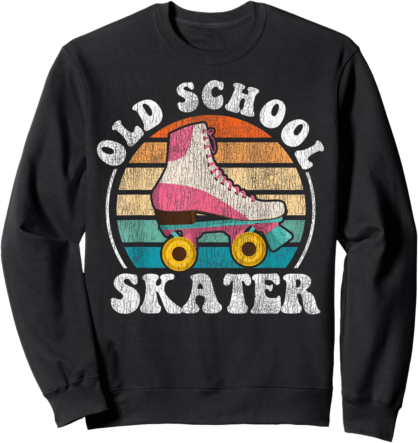 Cool Roller Skating Skate Girl 1970S Retro Vintage Sweatshirt - Sweatshirt | Black