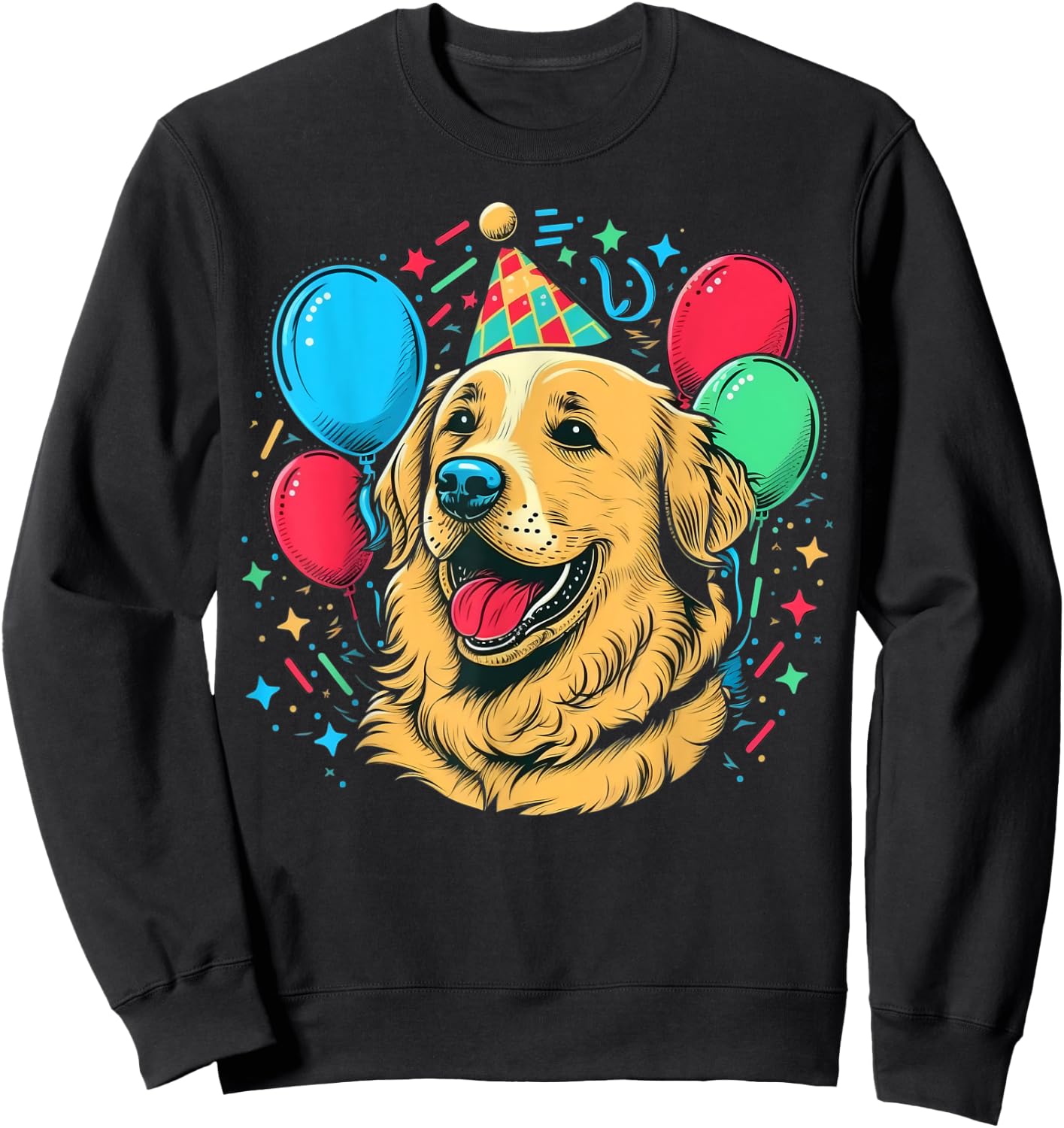 Celebration Event Birthday Party Golden Retriever Sweatshirt - Sweatshirt | Black