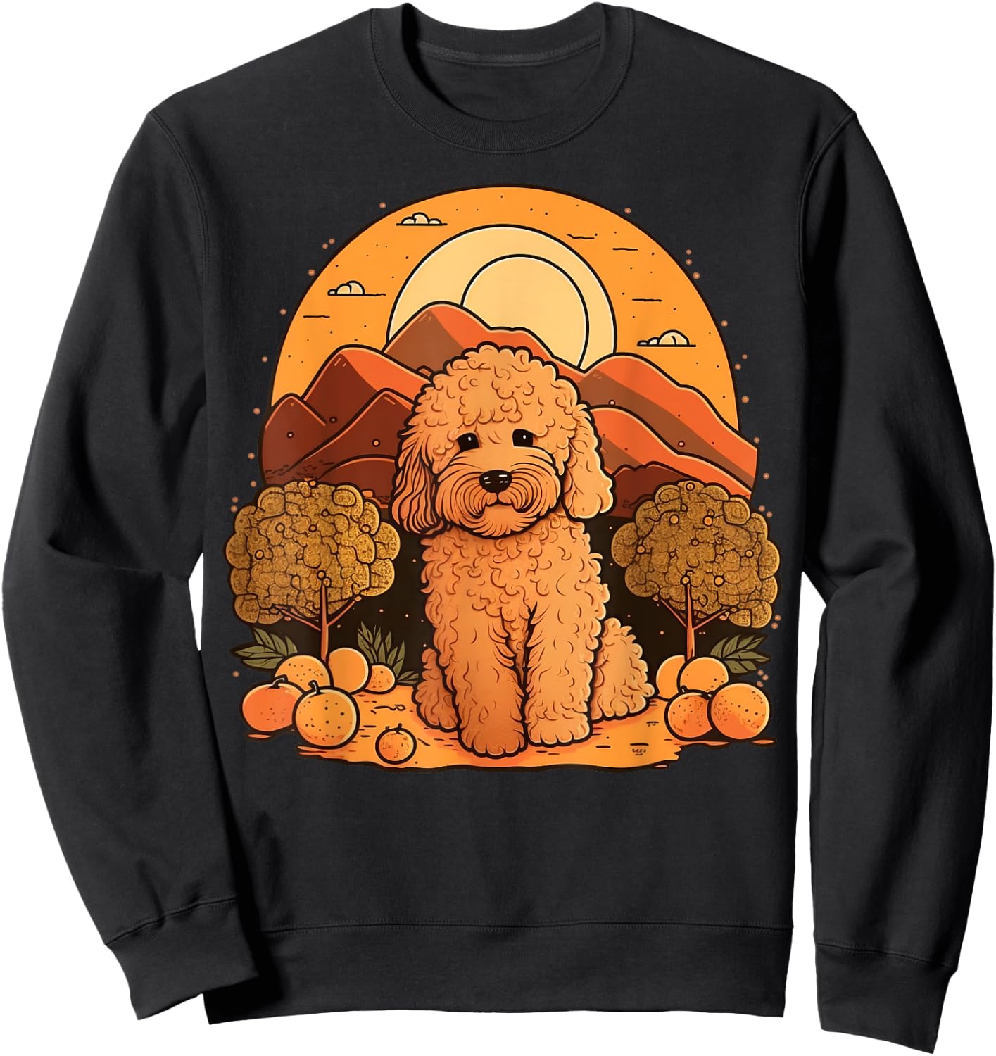 Cute Goldendoodle Dog on Golden Doodle Lover Women Kids Sweatshirt - Sweatshirt | Black