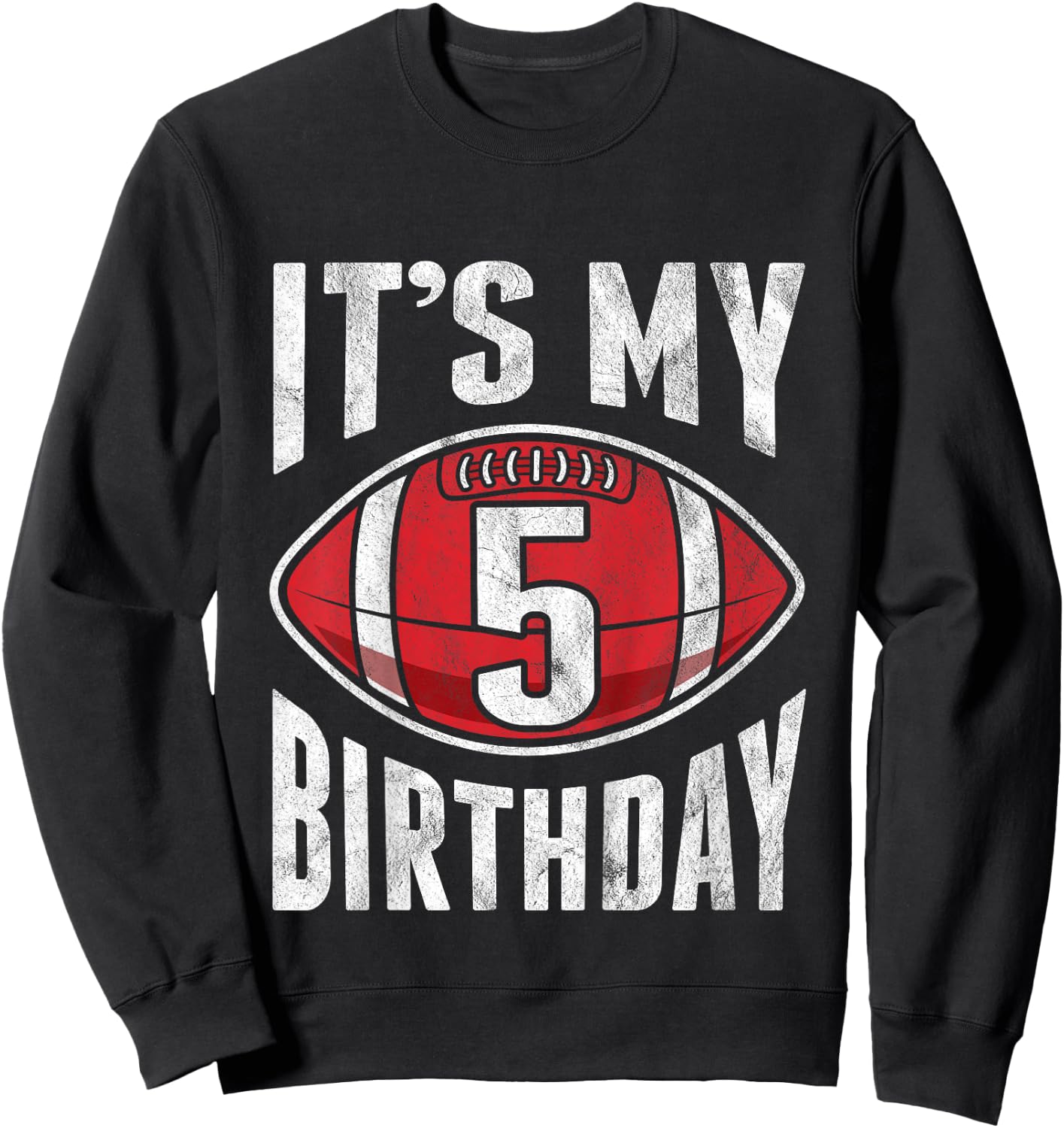 Kids 5 Years Old American Football 5th Birthday Boy Retro Style Sweatshirt - Sweatshirt | Black