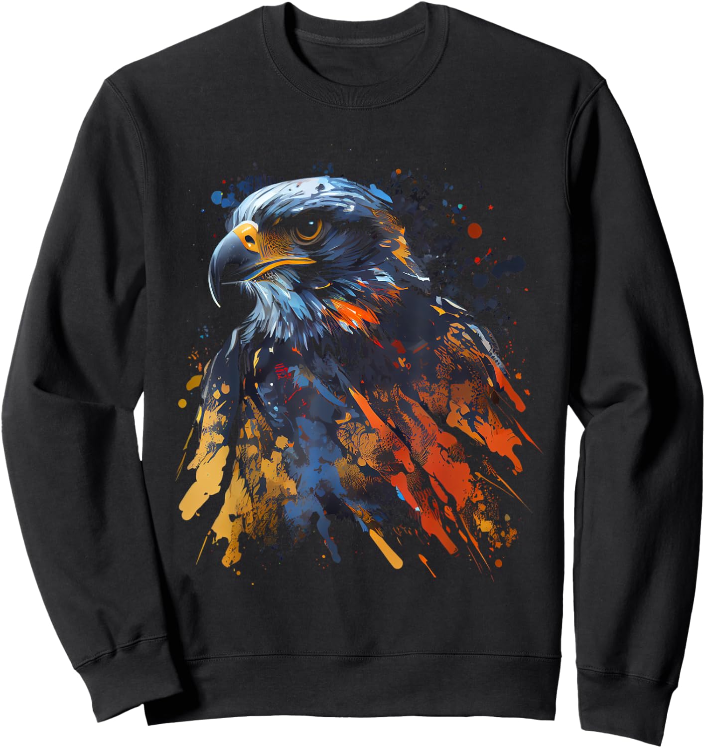 Hawk Bird Colorful Color Bird Observer Bird of Prey Sweatshirt - Sweatshirt | Black