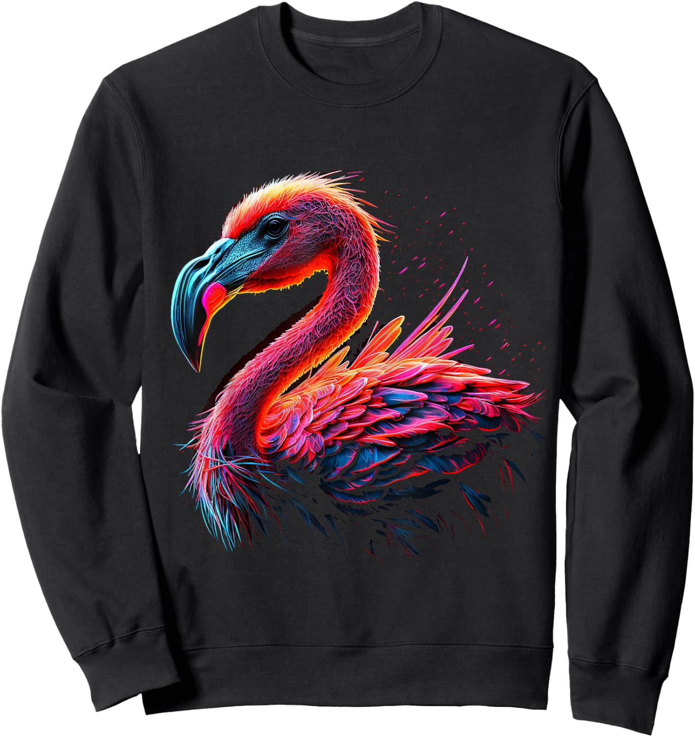 Flamingo Animal Lover Art Colourful Animal Print Flam Sweatshirt - Sweatshirt | Black