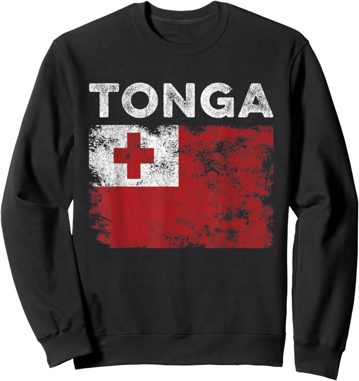 Tonga Flag Distressed - Men Women Kids - Tongan Flag Sweatshirt - Sweatshirt | Black