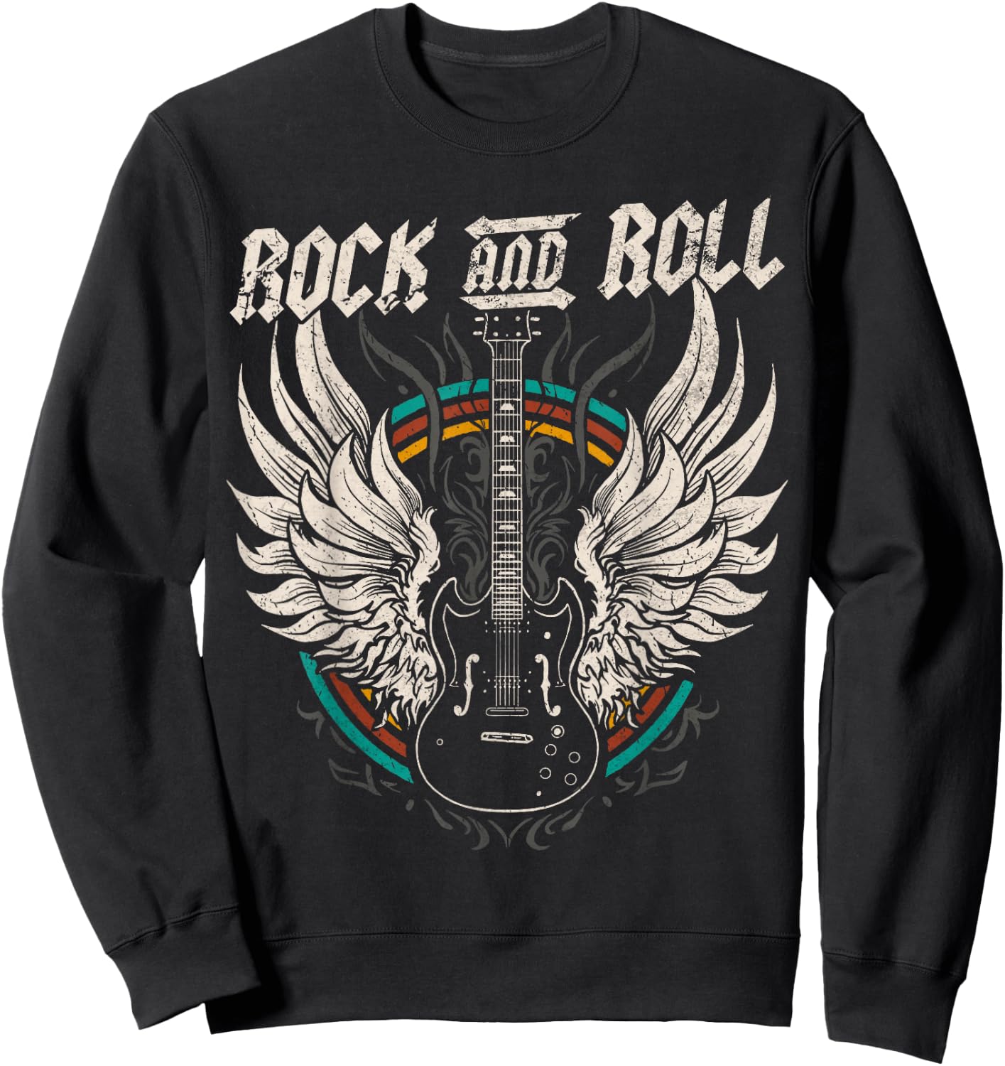 Rock and Roll Guitar Vintage Rock Music Sweatshirt - Sweatshirt | Black