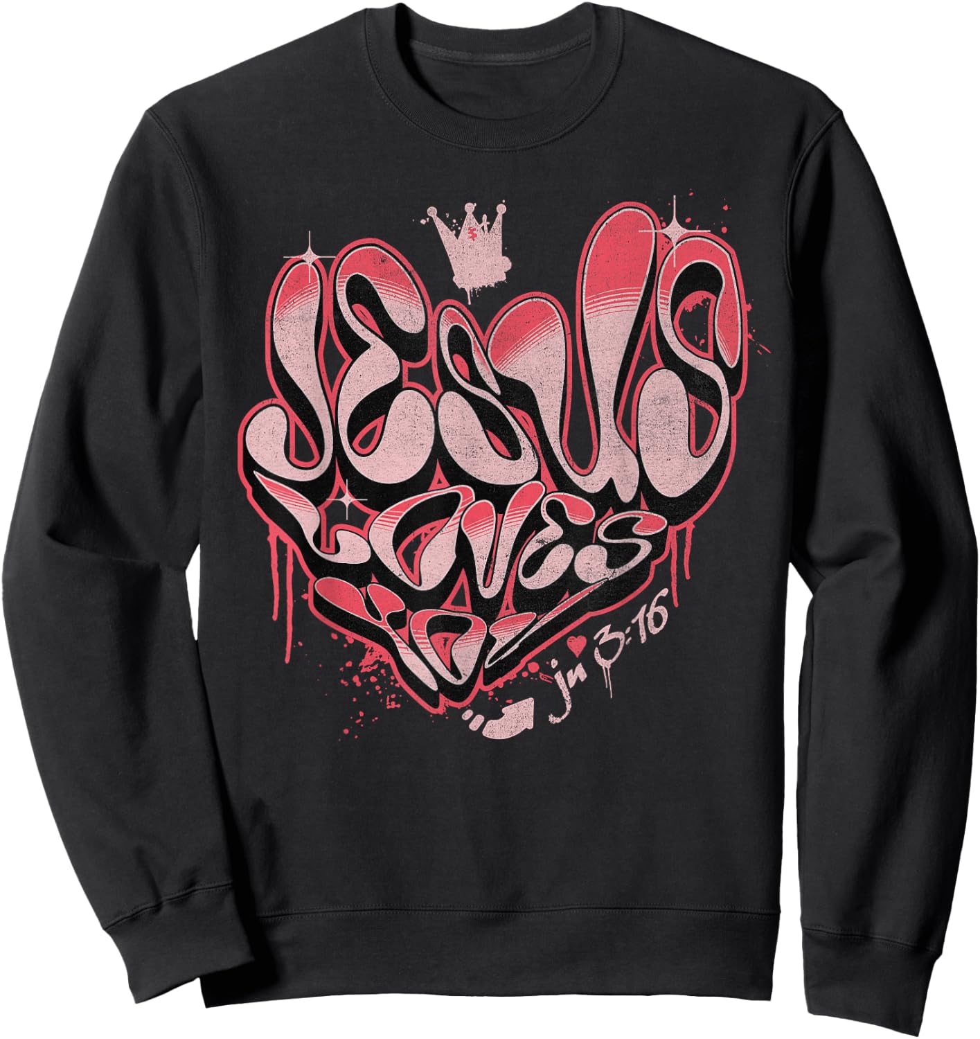 Jesus Loves You Christian Shirt - John 316 Bible Verse Heart Sweatshirt - Sweatshirt | Black