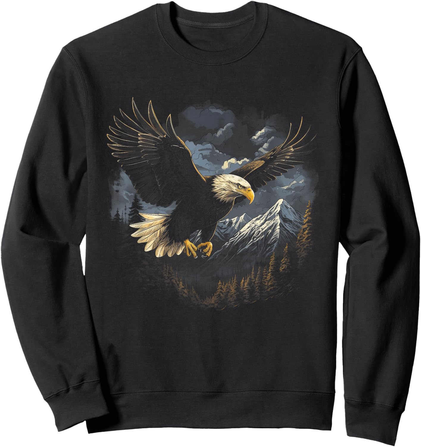 Eagle Bird Mountains , Small, Black Sweatshirt - Sweatshirt | Black
