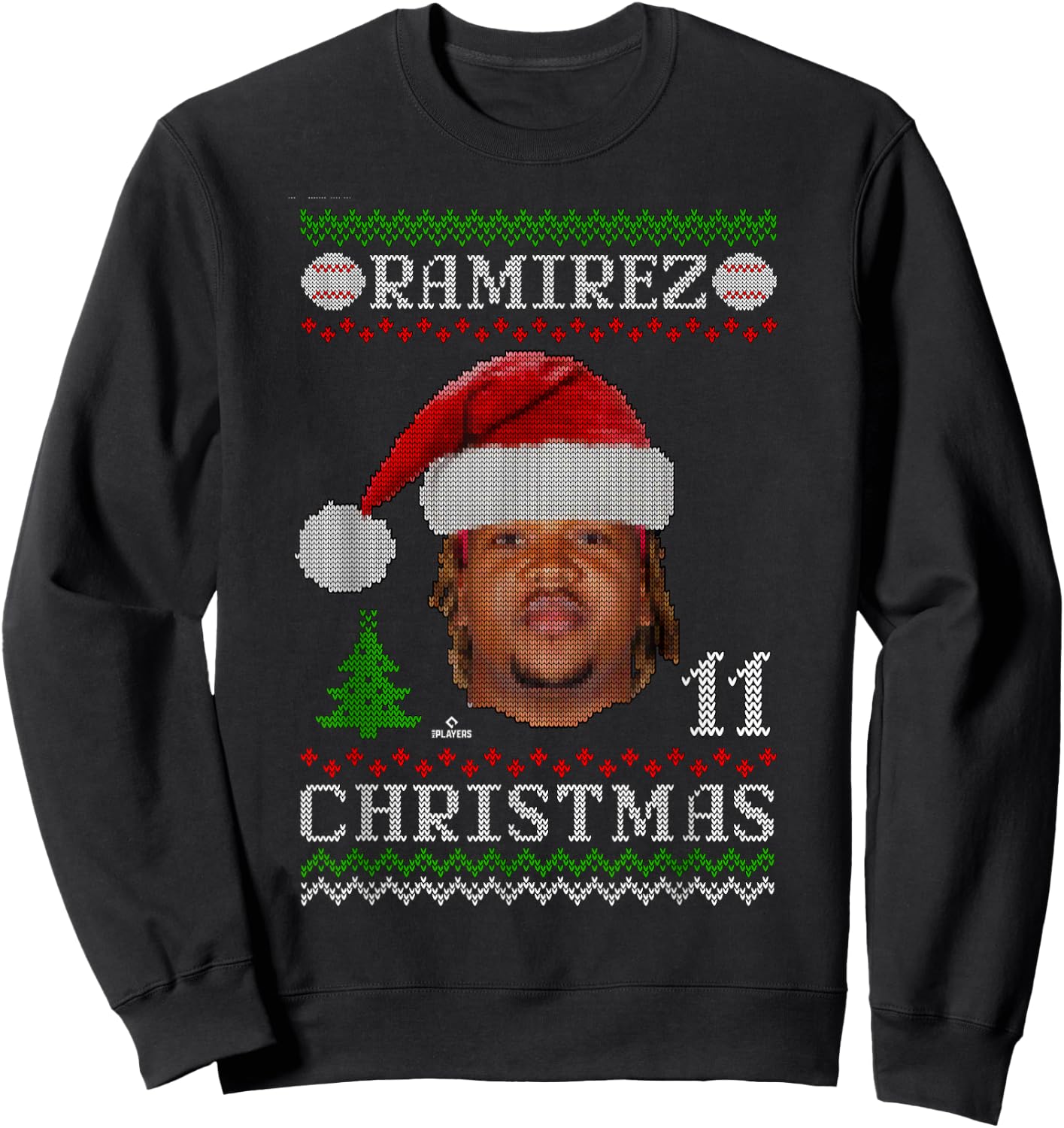 Jose Ramirez Cleveland Baseball Christmas Sweater MLBPA Sweatshirt - Sweatshirt | Black
