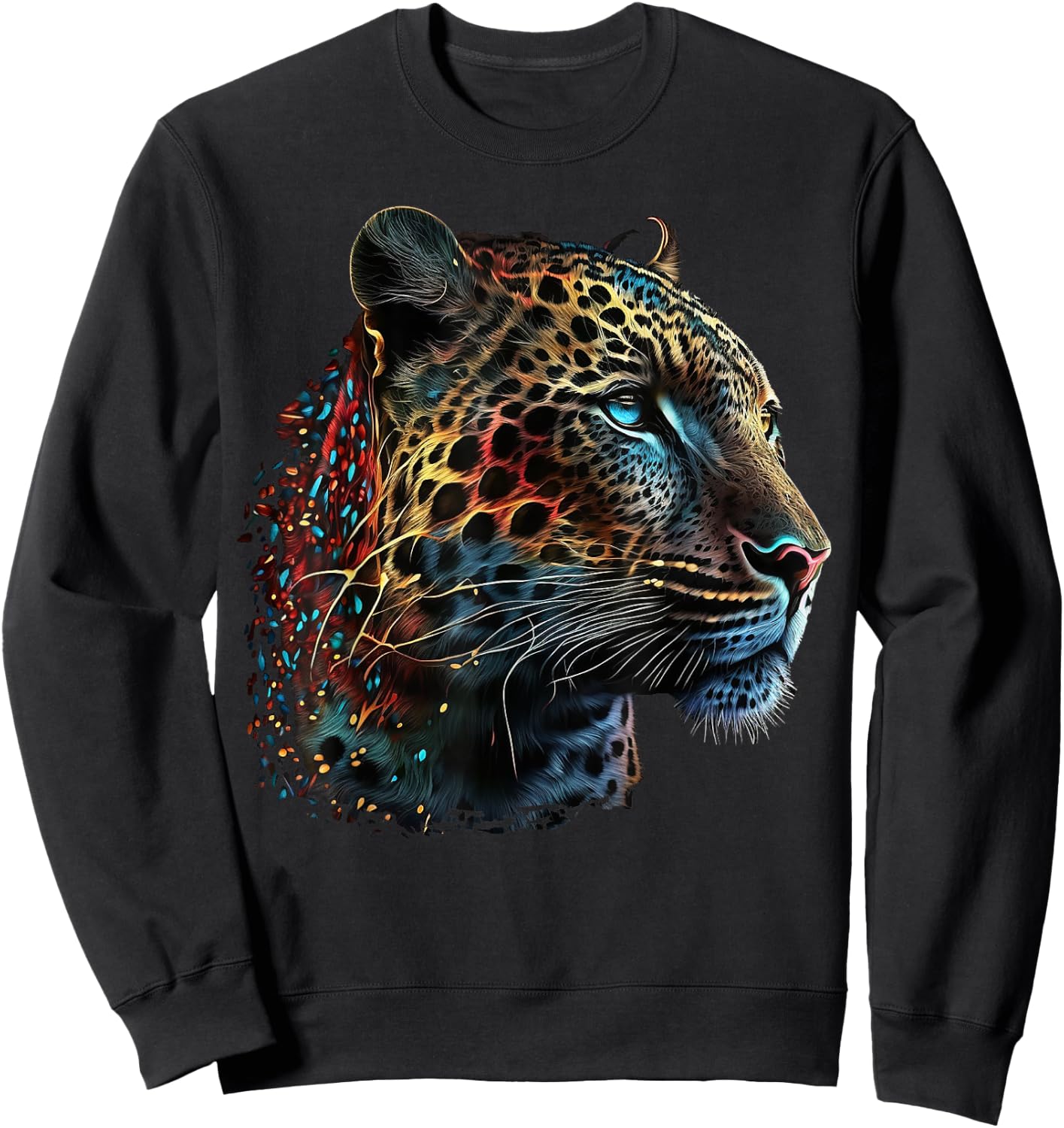 Leopard art animals print motif leopard Sweatshirt - Sweatshirt | Black