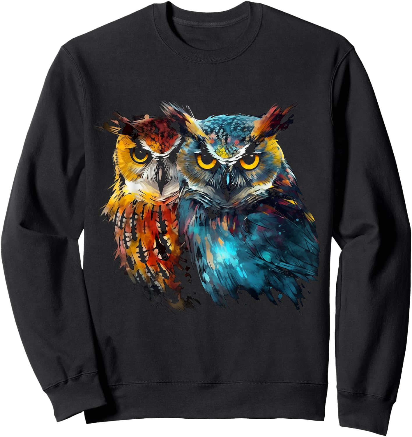 Owl Art - Animal Artwork Bird Owl Sweatshirt - Sweatshirt | Black