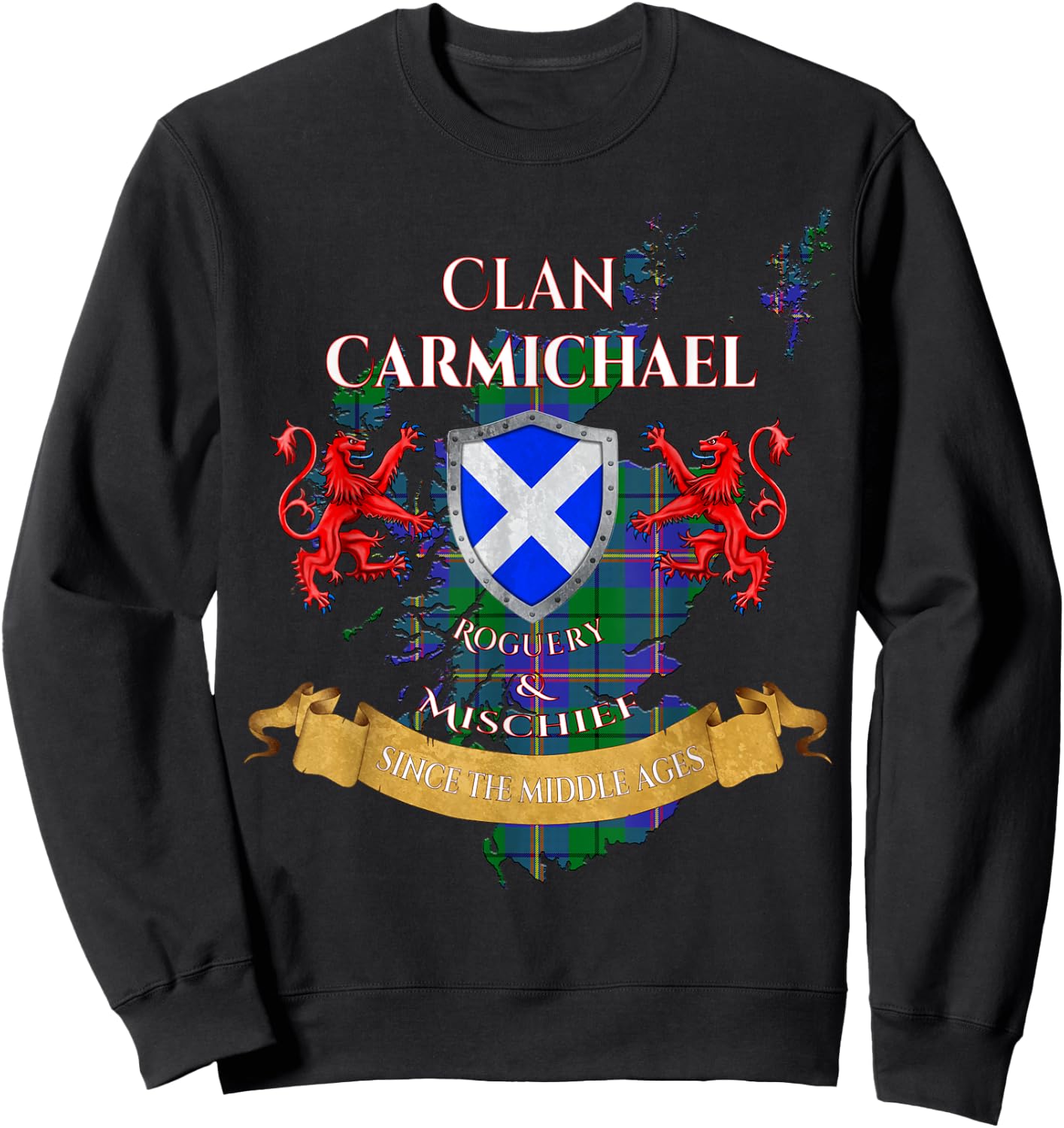 Carmichael Scottish Family Clan Middle Ages Mischief Sweatshirt - Sweatshirt | Black
