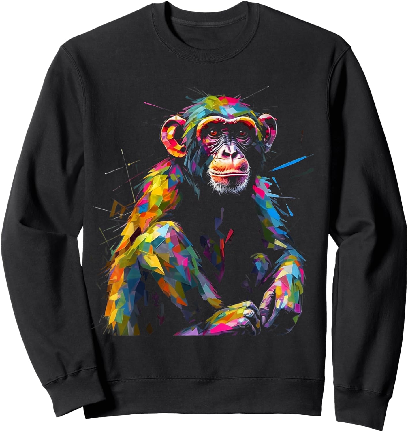 Monkey Animal Zoo Colourful Animal Motif Art Monkey Sweatshirt - Sweatshirt | Black