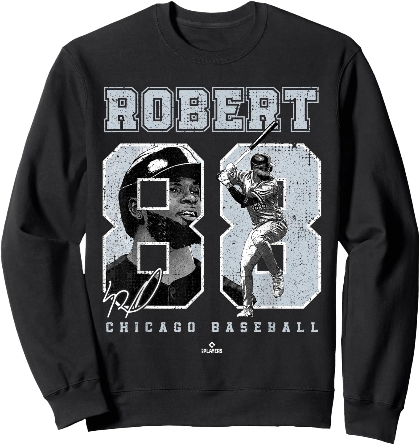 Number and Portrait Luis Robert Chicago MLBPA Sweatshirt - Sweatshirt | Black