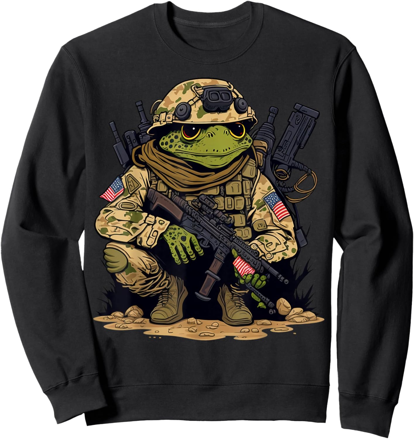 Soldier Frog Army Military Frog Sweatshirt - Sweatshirt | Black
